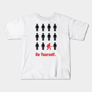 Be Yourself Guitarist Stickman Silhouette Light Theme Kids T-Shirt